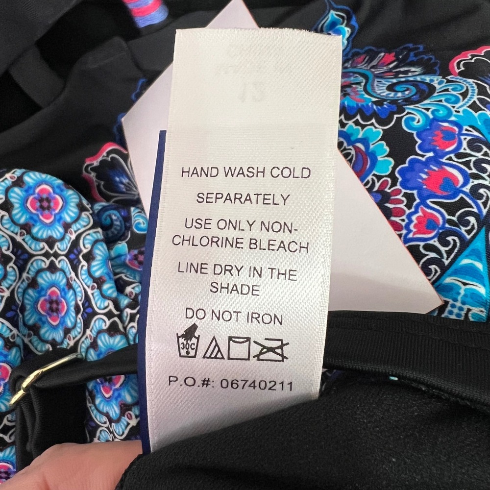 NWT - Swimsuits for All Size 12 One Piece Swimsuit Black Blue Paisley Print - Picture 10 of 10